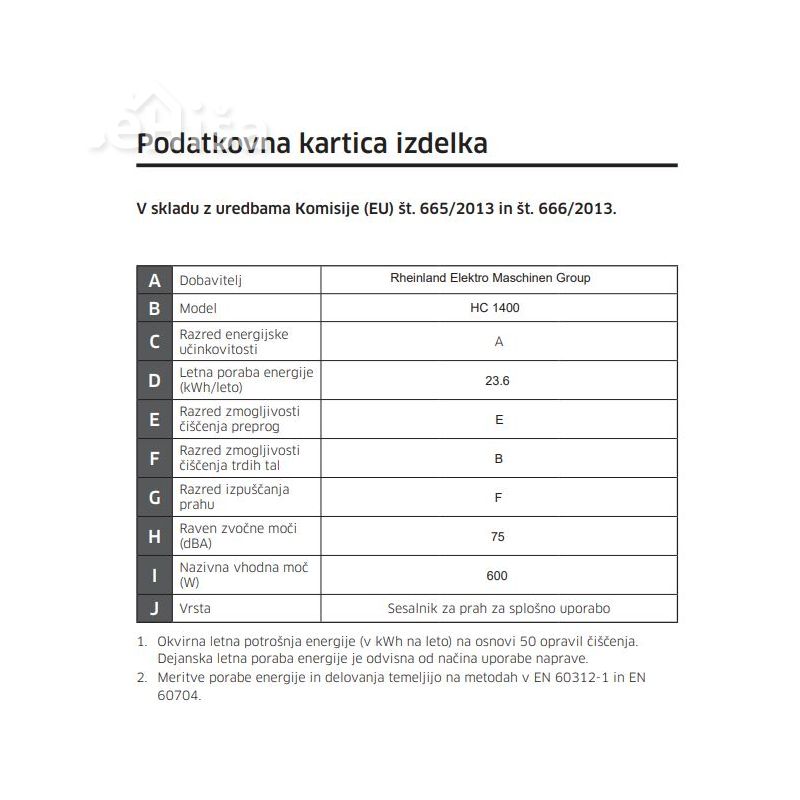 Kombinirani pokončni ali ročni električni sesalnik HC 1400 REM POWER 251400100
