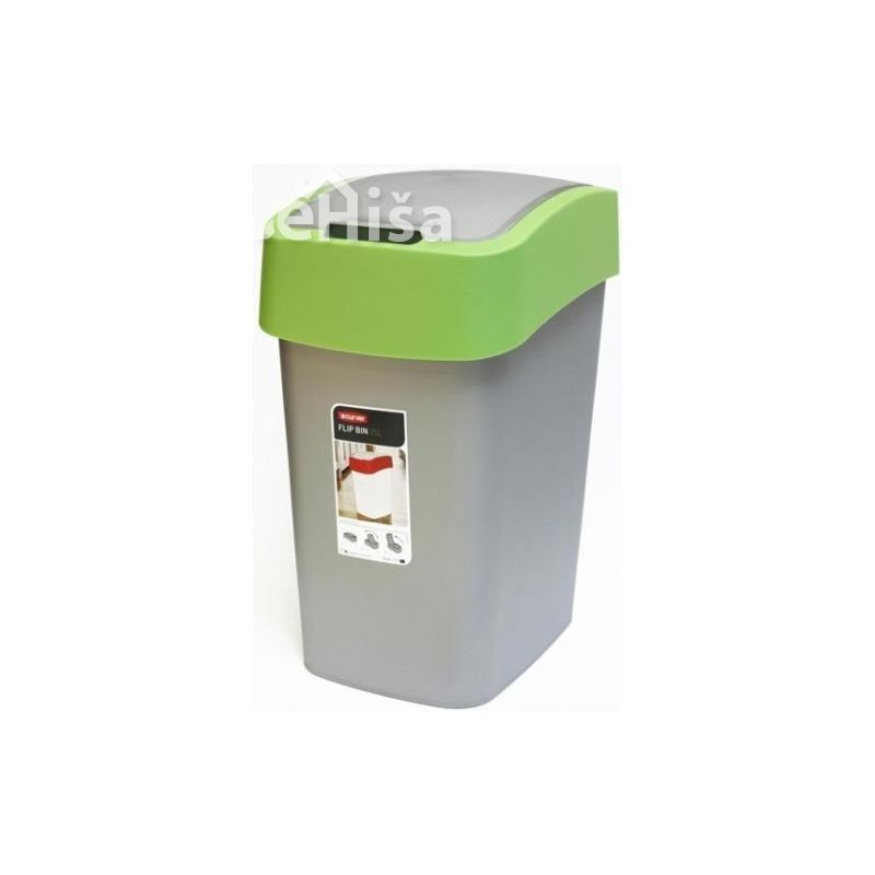 Koš za smeti FLIPBIN 10 L zeleno-srebrna CURVER 2170-P80
