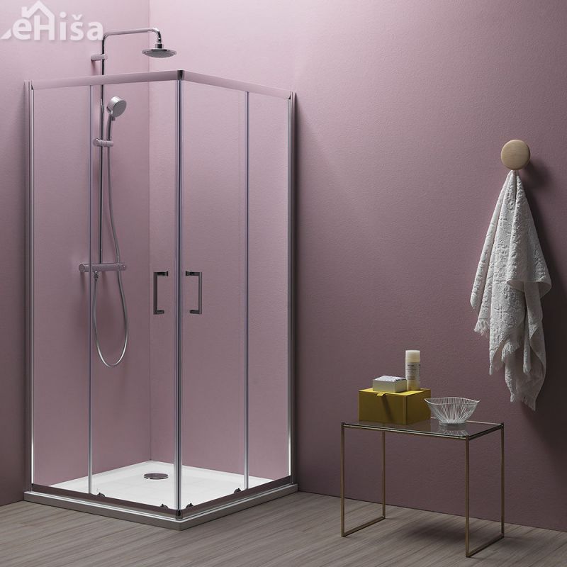 Kotna tuš kabina TKK 80/K Eco quat 80 x 80 cm silver profil KOLPA-SAN 538550
