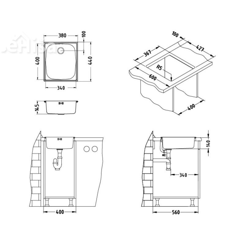 Kuhinjsko pomivalno korito BASIC 10 inox 380x440 mm ALVEUS 1008694
