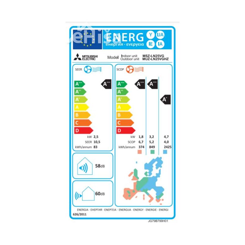 Klimatska naprava serije MSZ-LN Luxury 2,5 kW oxyn črna MITSUBISHI MSZ-LN25VGHZ_B
