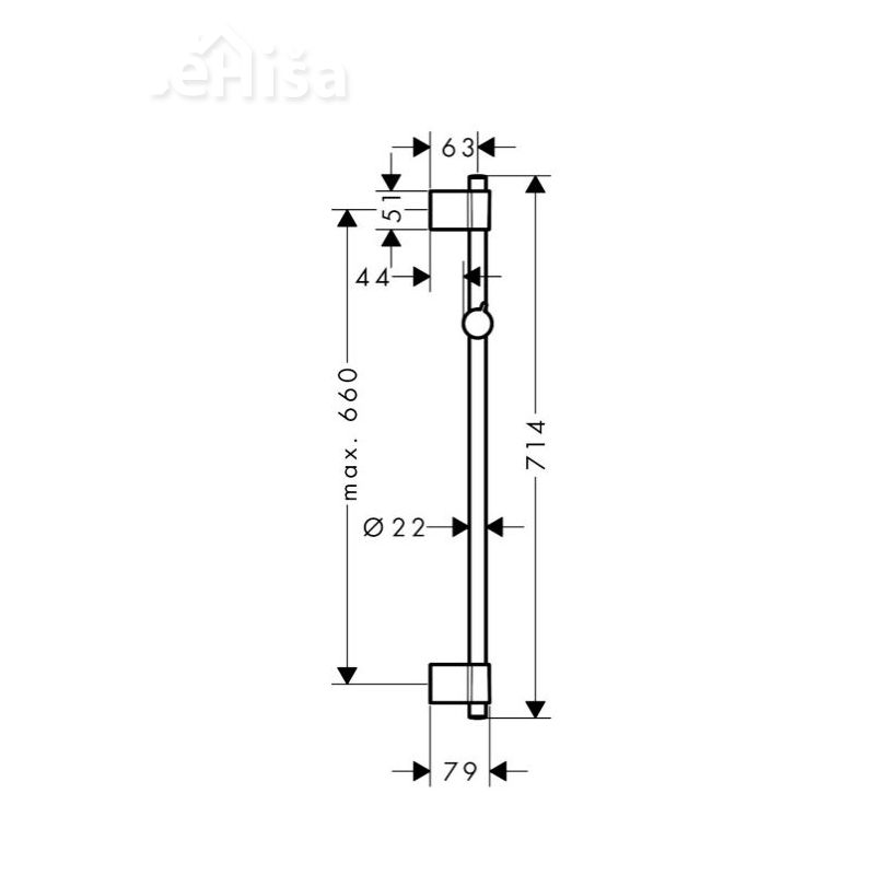 Nosilec za tuš ročko Unica 72 cm krom HANSGROHE 27355000
