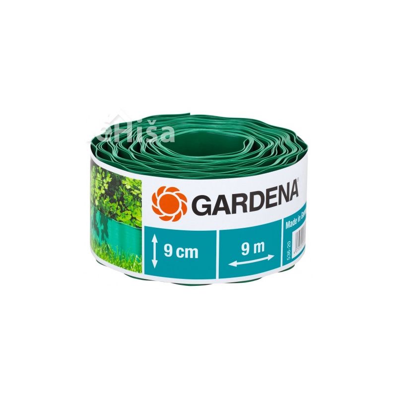 Ograda za obrobljanje travnih in vrtnih gred zelena višina 9cm dolzina 9m GARDENA 00536-20
