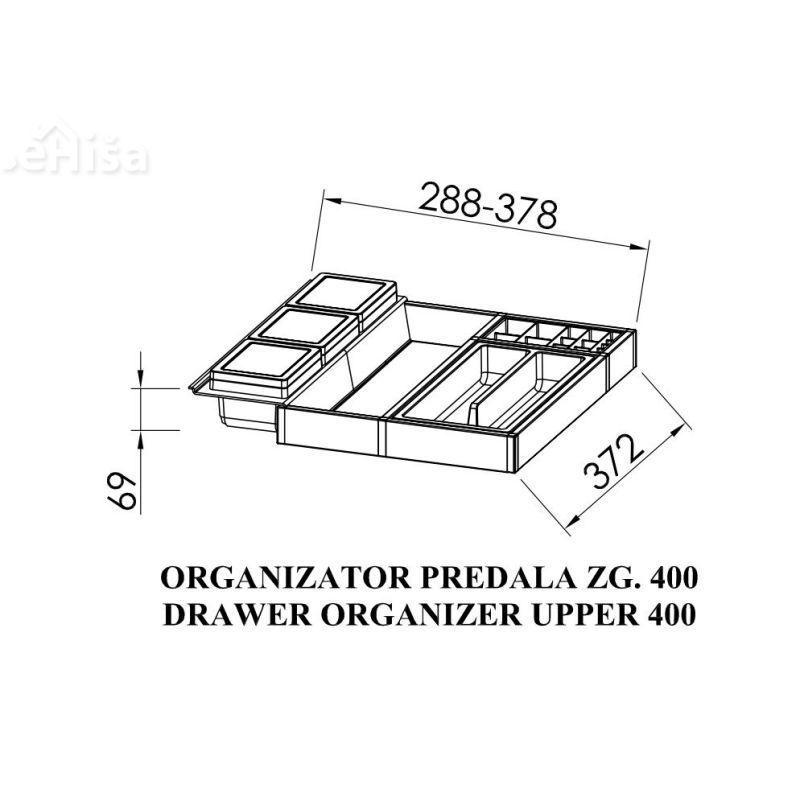 Organizator predala za zgornji predal 400 Pandora KOLPA-SAN 529460
