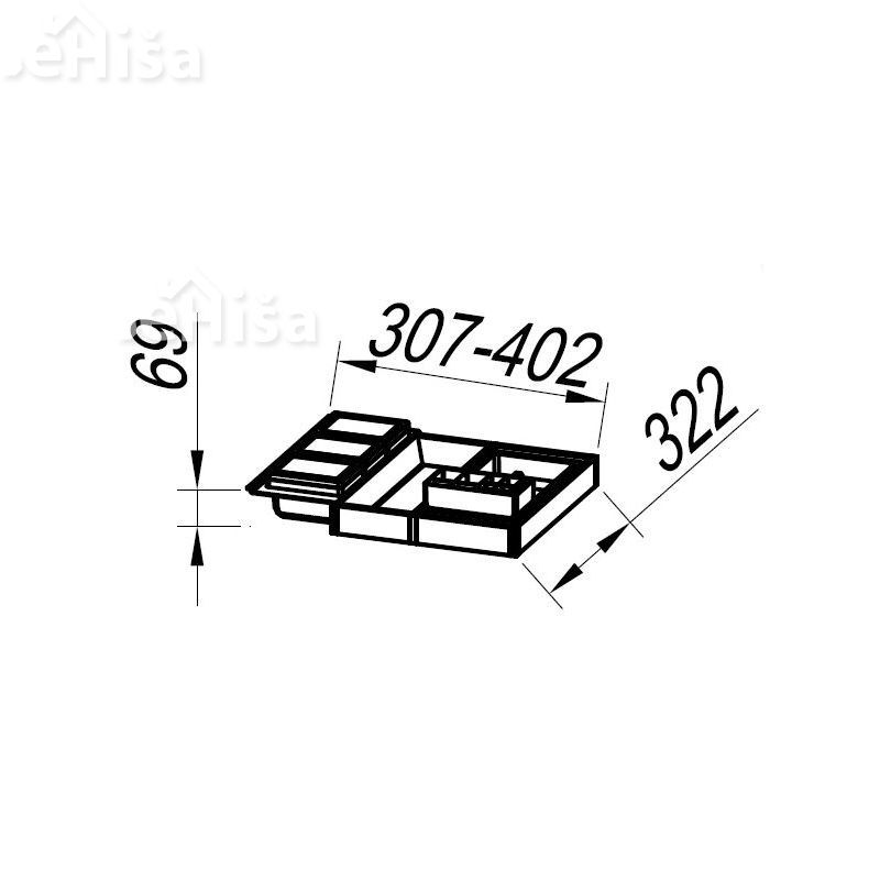 Organizator predala za zgornji predal 350 Malaya KOLPA-SAN 529470
