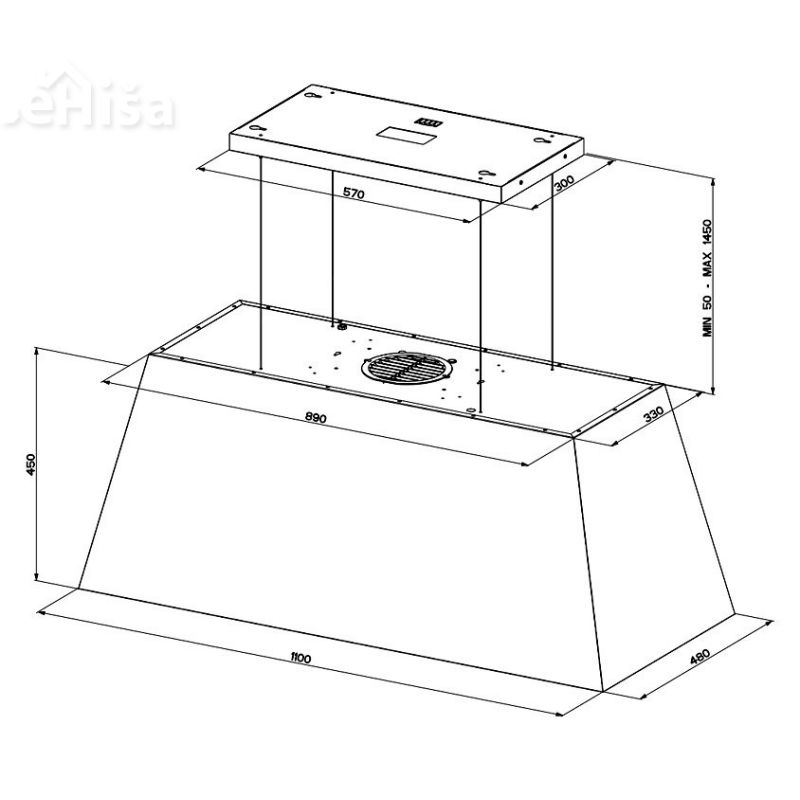 Otočna kuhinjska napa CHLOE XL ISOLA CG MATT F110 FABER 7612985150484
