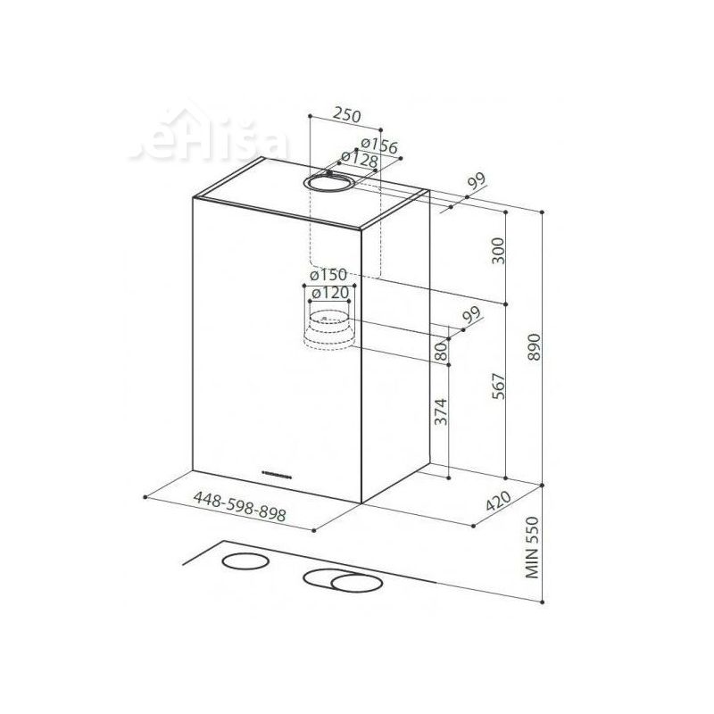 Otočna kuhinjska napa CUBIA ISOLA GLOSS PLUS EV8 WH A45 FABER 7612985133814
