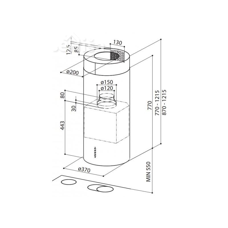 Otočna kuhinjska napa CYLINDRA ISOLA EV8 X A37 ELN FABER 7612981268855
