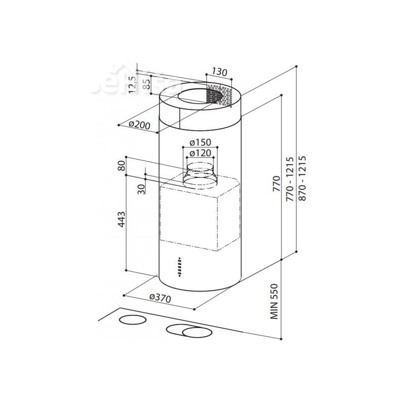 Otočna kuhinjska napa CYLINDRAISOLA GLOSS PLUS EV8  WH A37 FABER 7612981911706
