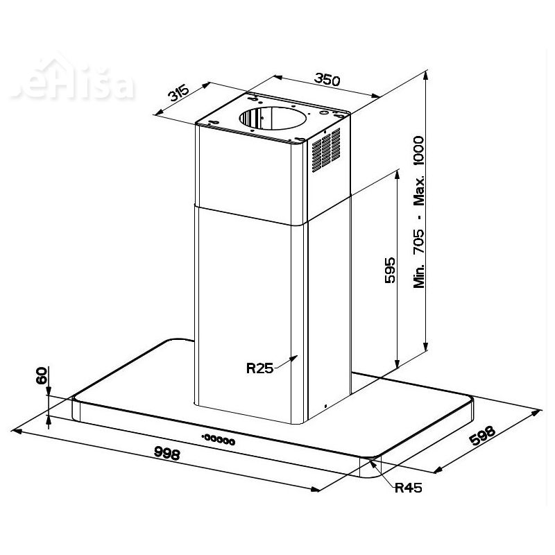 Otočna kuhinjska napa T-LIGHT ISOLA EV8  WH MATT A100 FABER 7612981804206
