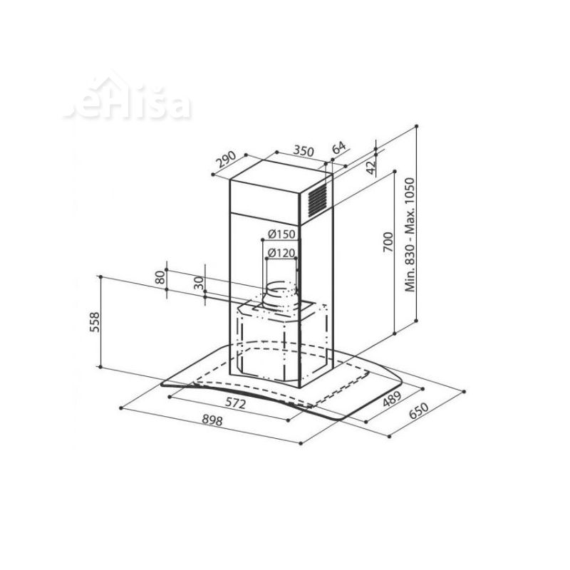 Otočna kuhinjska napa TRATTO ISOLA/SP EV8 X/V NS A90 FABER 7612985910453
