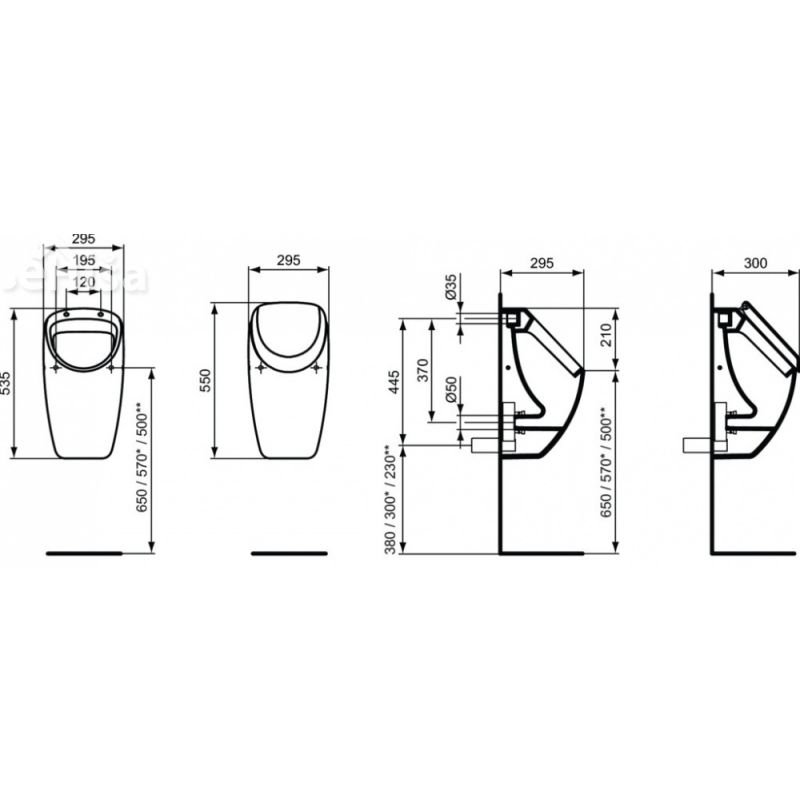 Pisoar z možnostjo pokrova CONNECT HOME IDEAL STANDARD E567601
