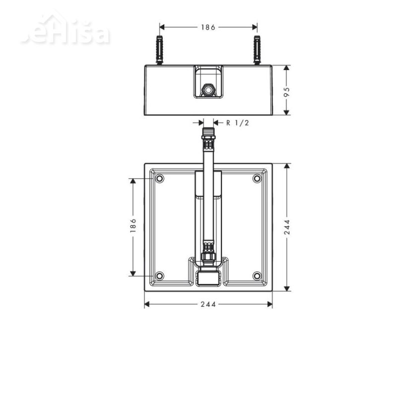 Podometni del za stropno vgradno prho Raindance 260/260 HANSGROHE 26471180
