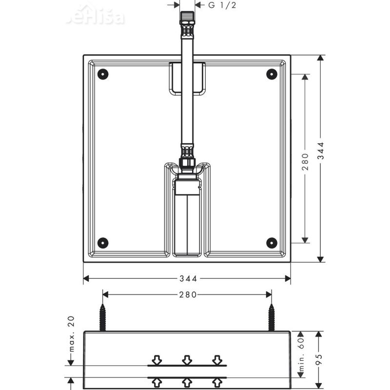 Podometni del za stropno vgradno prho Raindance E 400/400 HANSGROHE 26254180
