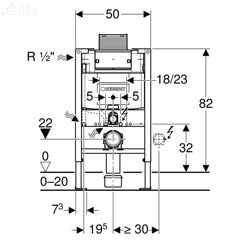 Podometni splakovalnik za visečo WC školjko Duofix H=82 cm tipke Omega GEBERIT 111.011.00.1
