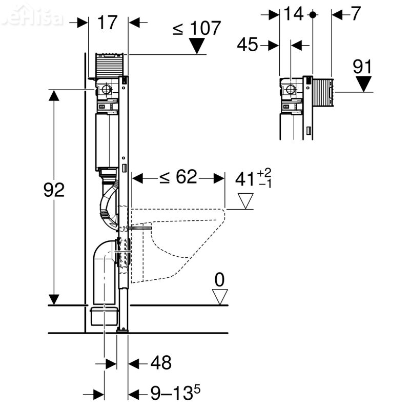 Podometni splakovalnik za visečo WC školjko Duofix H=98 cm tipke Omega GEBERIT 111.038.00.1
