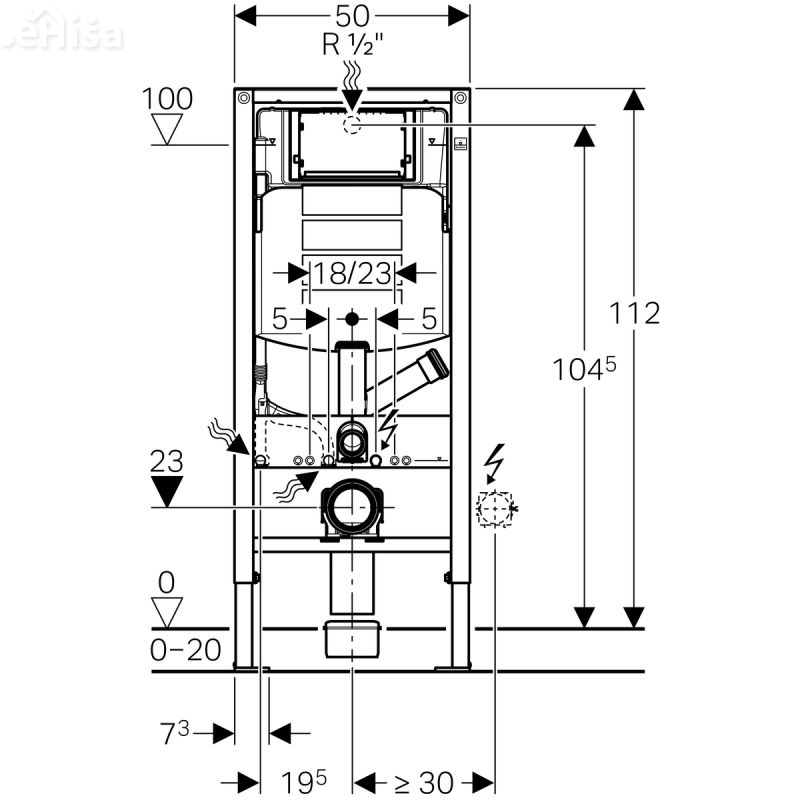 Podometni splakovalnik za visečo WC školjko Duofix UP320 H=112 cm s priključkom za odzračevanje Sigma GEBERIT 111.367.00.5
