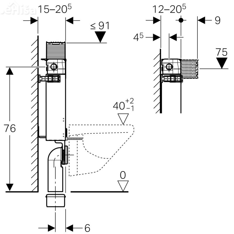 Podometni splakovalnik za visečo WC školjko Kombifix H=82 cm tipke Omega GEBERIT 110.000.00.1
