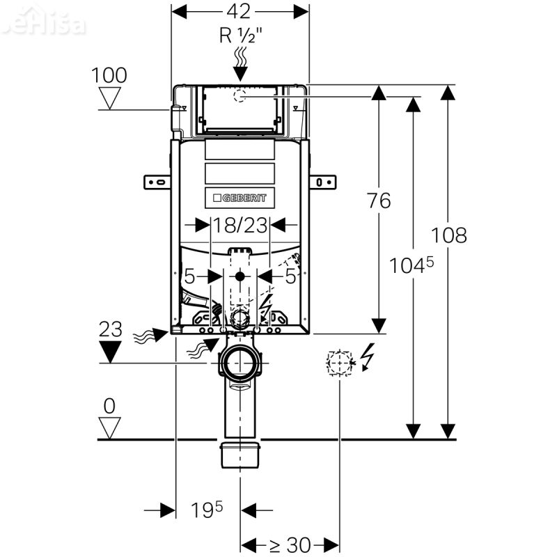 Podometni splakovalnik za visečo WC školjko Kombifix UP320 Sigma s priključkom za odzračevanje GEBERIT 110.367.00.5
