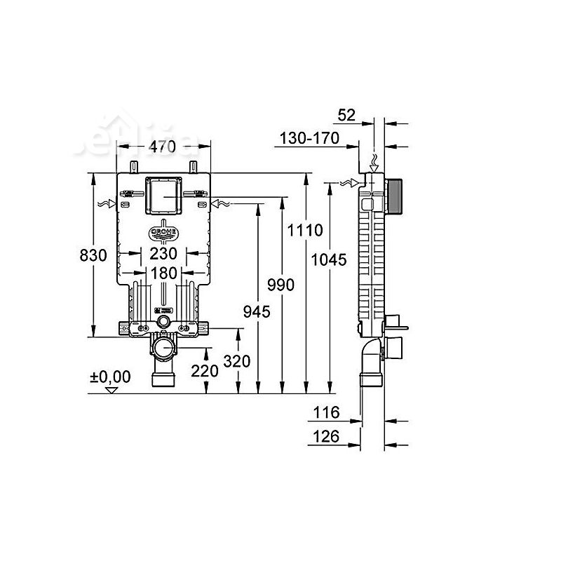 Podometni vgradni splakovalnik Uniset GROHE 38643001
