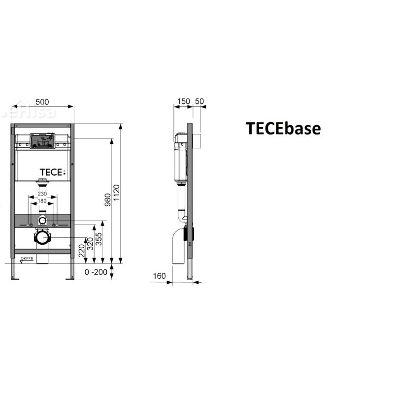 Podometni WC kotliček Tecebase za suhomontažo brez tipke TECE 9400001
