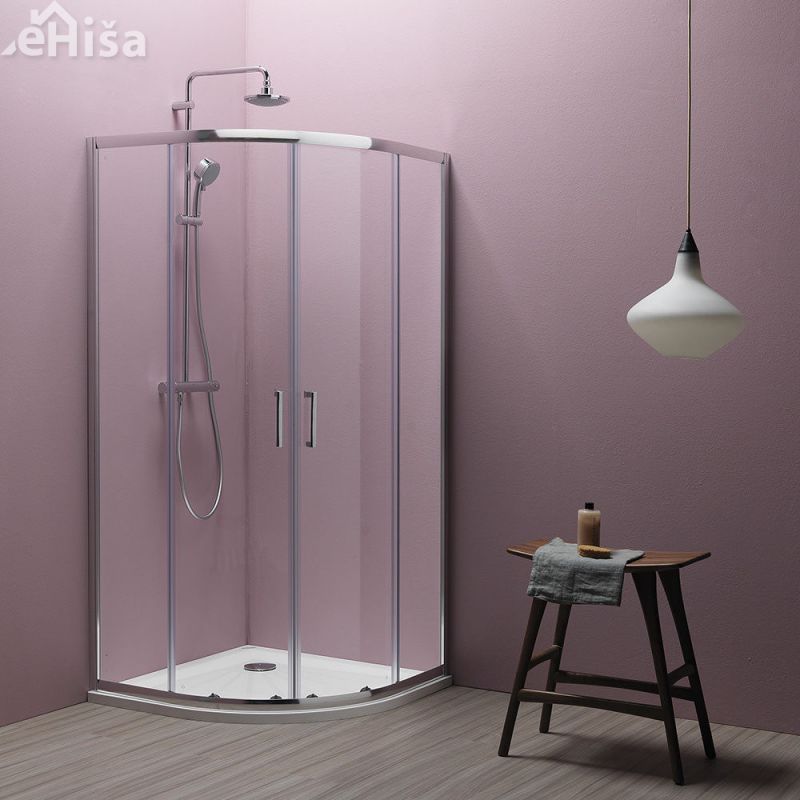 Polkrožna tuš kabina TKP 90/K Eco quat 90 x 90 cm silver profil KOLPA-SAN 538580
