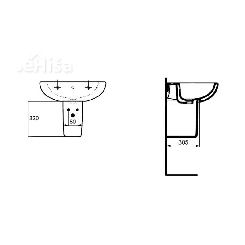 Polnoga za umivalnike TESI IDEAL STANDARD T033401
