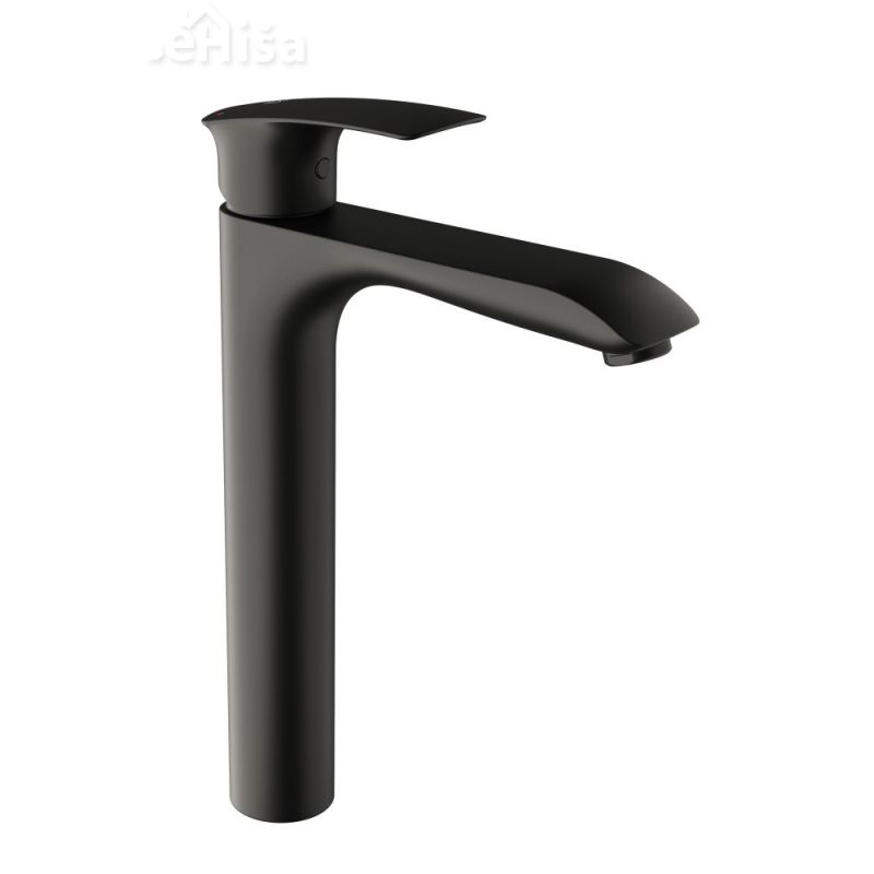 Povišana enoročna umivalniška armatura e12B black UNITAS 00089B
