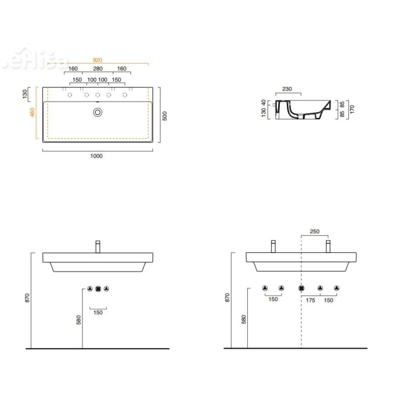 Pravokotni umivalnik New zero 100x50 CATALANO 110ZP00
