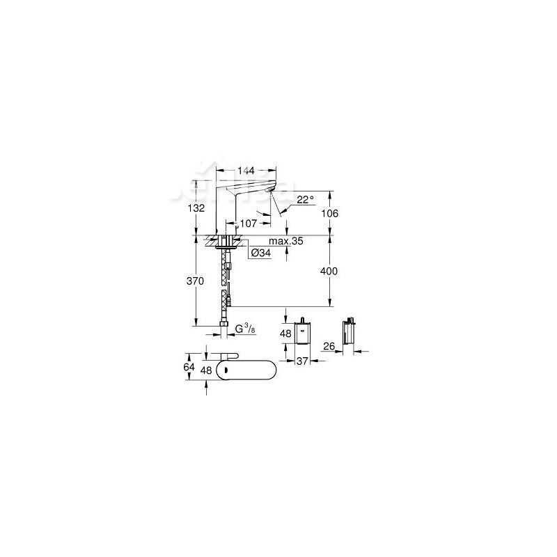 Senzorska armatura za umivalnik Eurosmart Cosmopolitan E krom 36327001