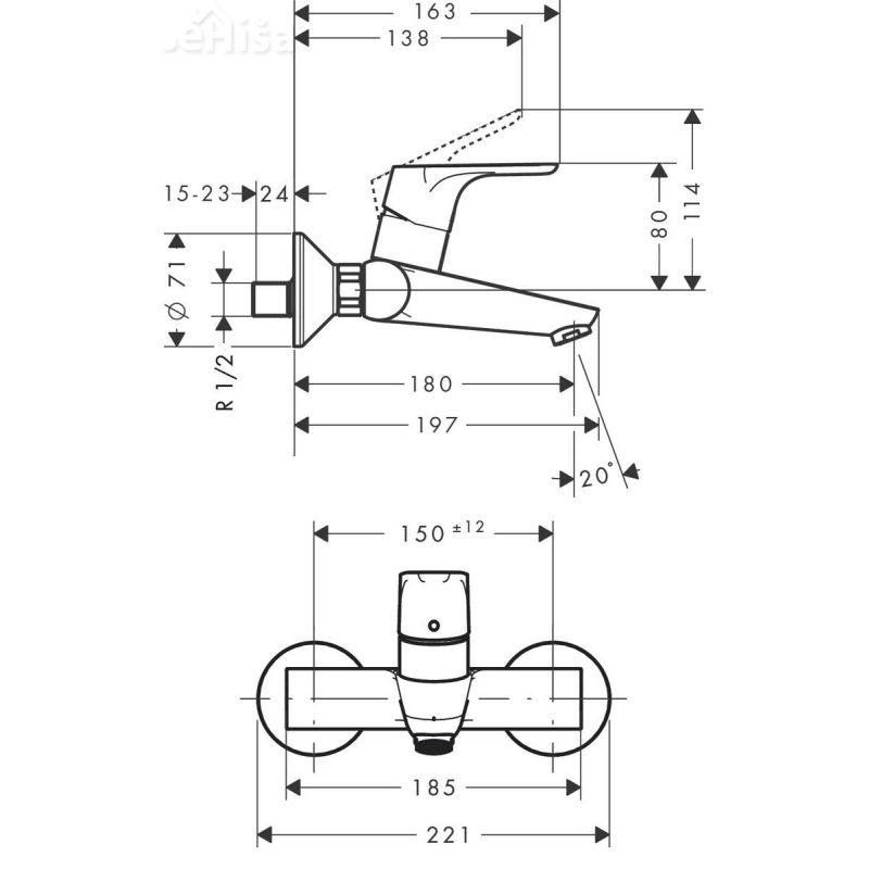 Stenska enoročna armatura Focus krom HANSSGROHE 31923000
