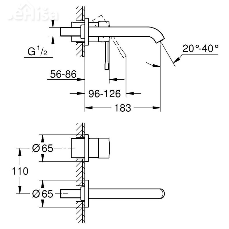 Stenska enoročna armatura za umivalnik Essence GROHE 19408001
