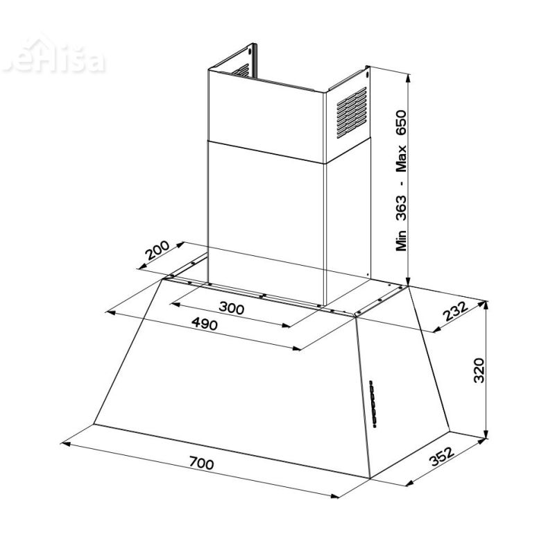 Stenska rustikalna kuhinjska napa CHLOE EV8  CG MATT A70 FABER 7612981813987
