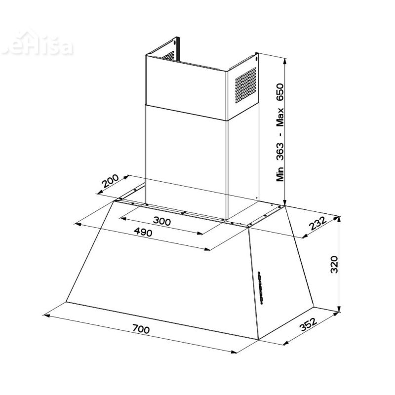 Stenska rustikalna kuhinjska napa CHLOE EV8  DG MATT A70 FABER 7612981813949
