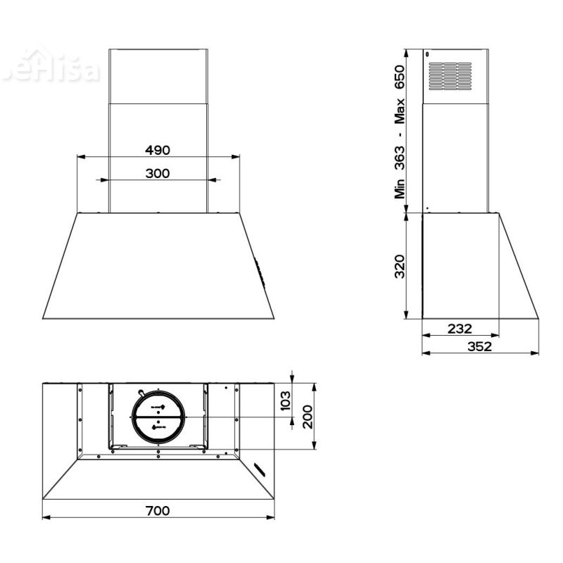 Stenska rustikalna kuhinjska napa CHLOE EV8  DG MATT A70 FABER 7612981813949
