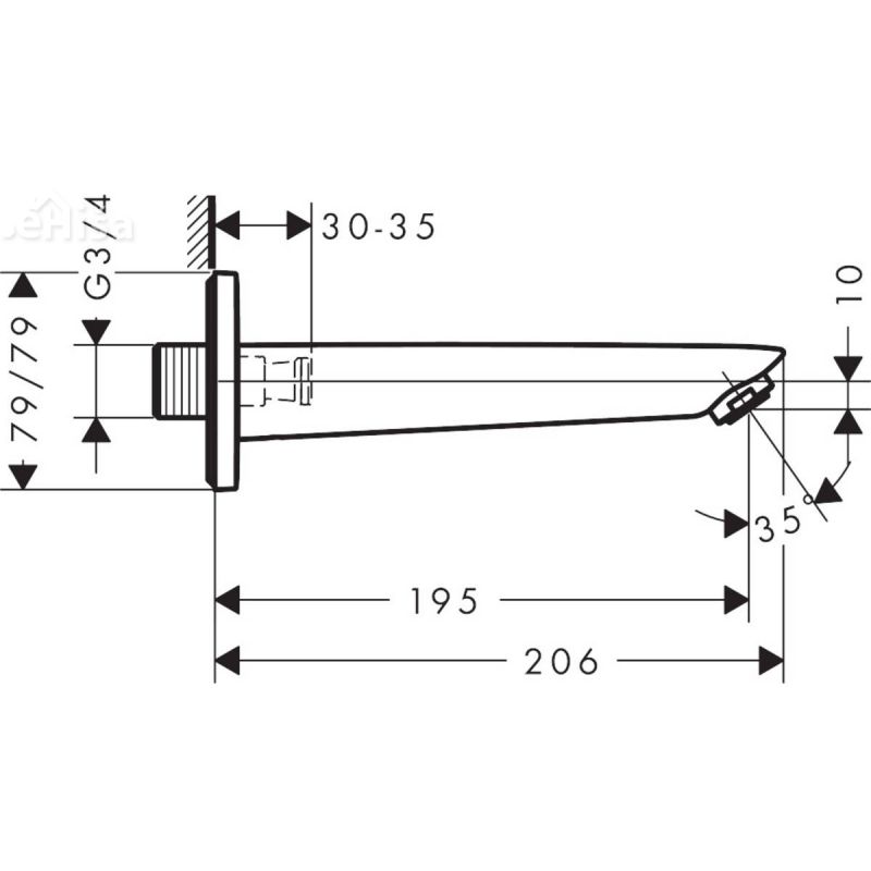 Stenski izliv za kopalno kad Logis 19,5 cm krom HANSGROHE 71410000
