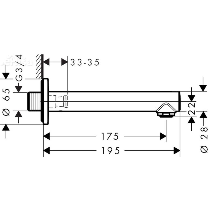 Stenski izliv za kopalno kad Talis S 17,5 cm krom HANSGROHE 72410000

