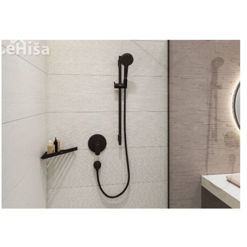 Stenski priključek FixFit E črna mat HANSGROHE 26457670
