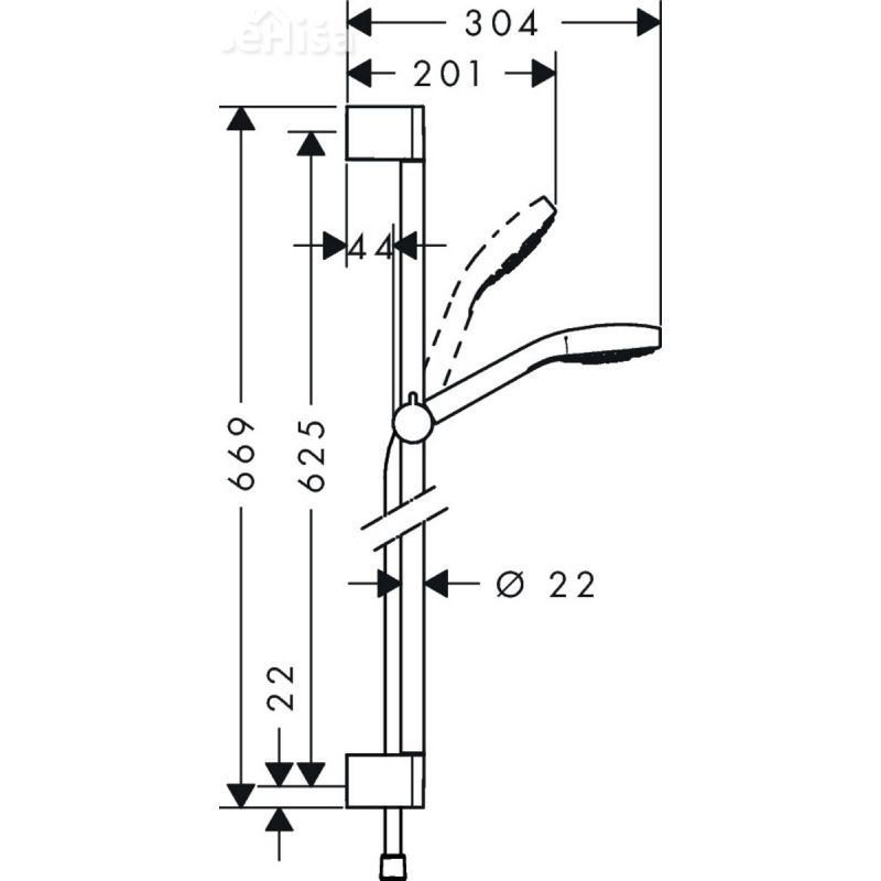 Tuš komplet z ročko in nosilcem Croma Select E brez armature 65 cm bela-krom HANSGROHE 26584400
