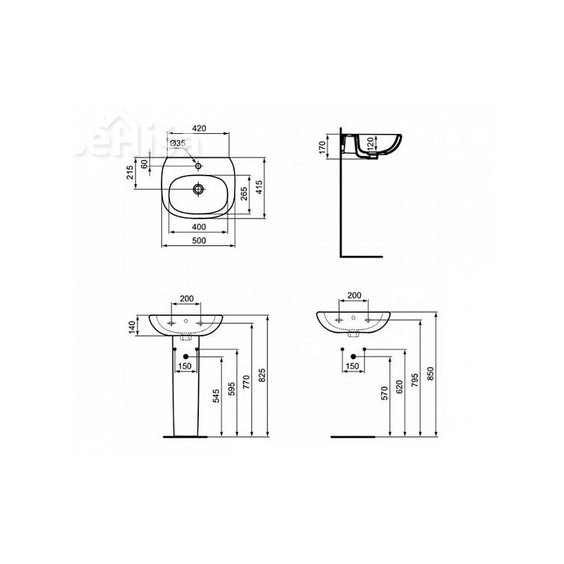 Umivalnik TESI 50 IDEAL STANDARD T009401
