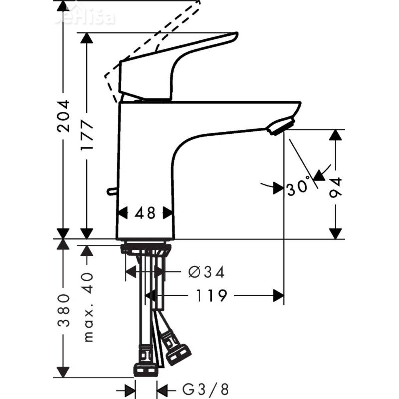 Umivalniška enoročna armatura Focus 100 krom HANSGROHE 31603000
