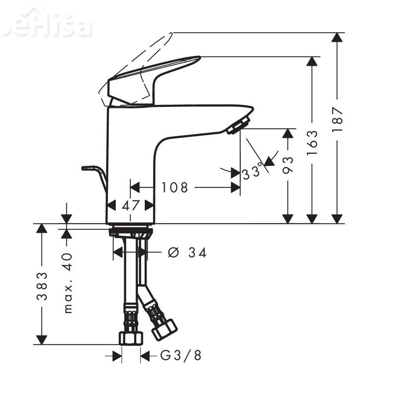 Umivalniška enoročna armatura Logis 100 krom HANSGROHE 71104000
