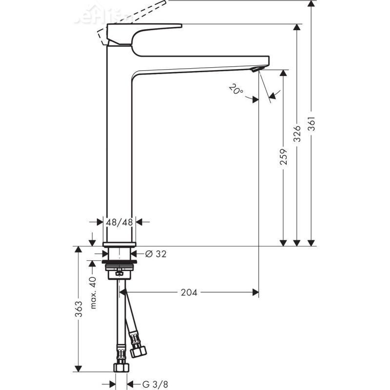 Umivalniška enoročna armatura Metropol 260 krom HANSGROHE 32512000
