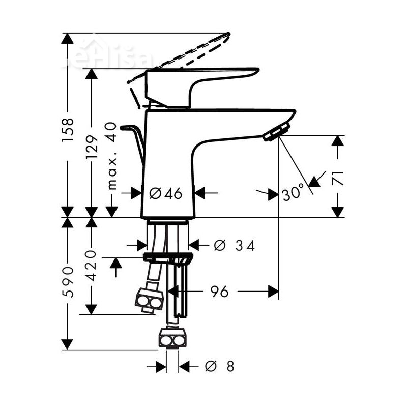 Umivalniška enoročna armatura Talis E 80 krom HANSGROHE 71707000
