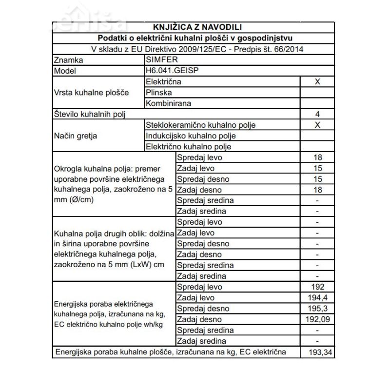 Vgradna indukcijska plošča SIMFER 6041 GEISP
