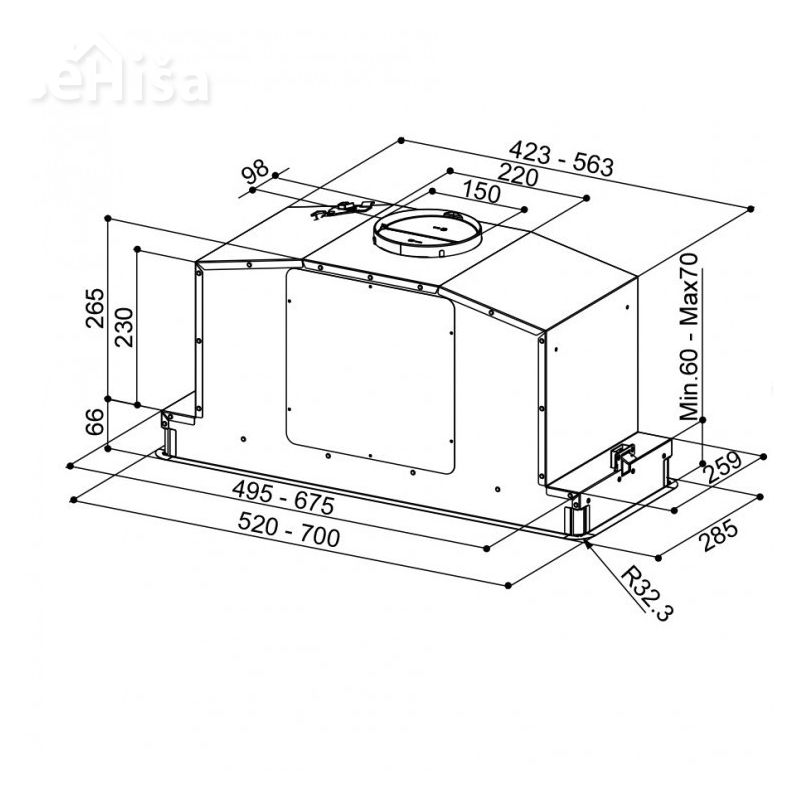 Vgradna kuhinjska napa IN-LIGHT EV8  BK MATT KL A52 FABER 7612985910484
