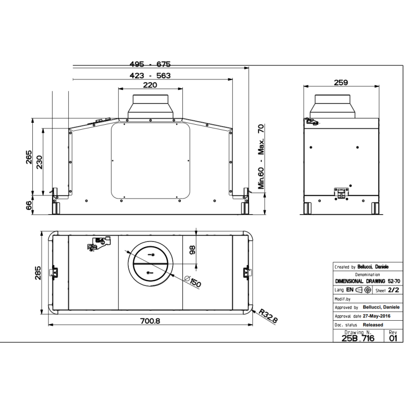 Vgradna kuhinjska napa IN-LIGHT EV8  X KL A52 FABER 7612981804121
