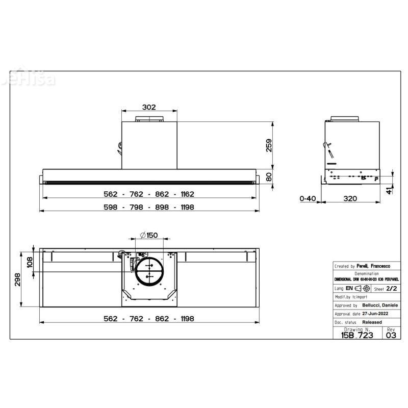 Vgradna kuhinjska napa IN-NOVA TOUCH X/BK A90 FABER 7612985813518
