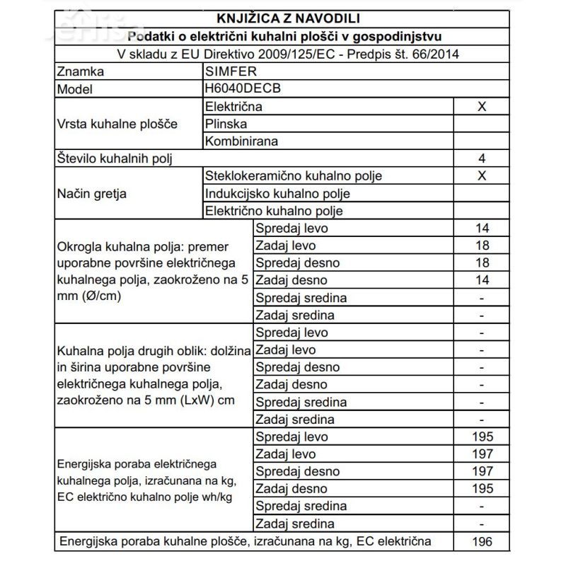 Vgradna steklokeramična plošča SIMFER H6040 DECB
