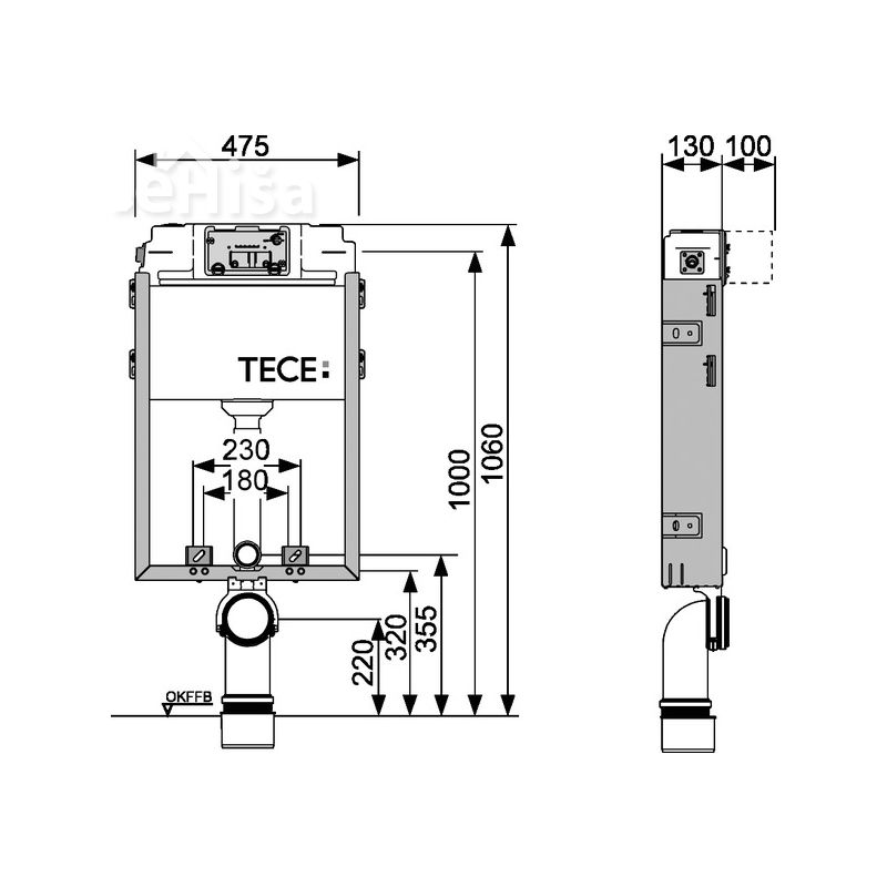 Vgradni podometni WC kotliček 106 cm TECE 9370000
